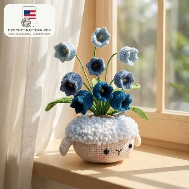 Amigurumi sheep potted plant crochet pattern